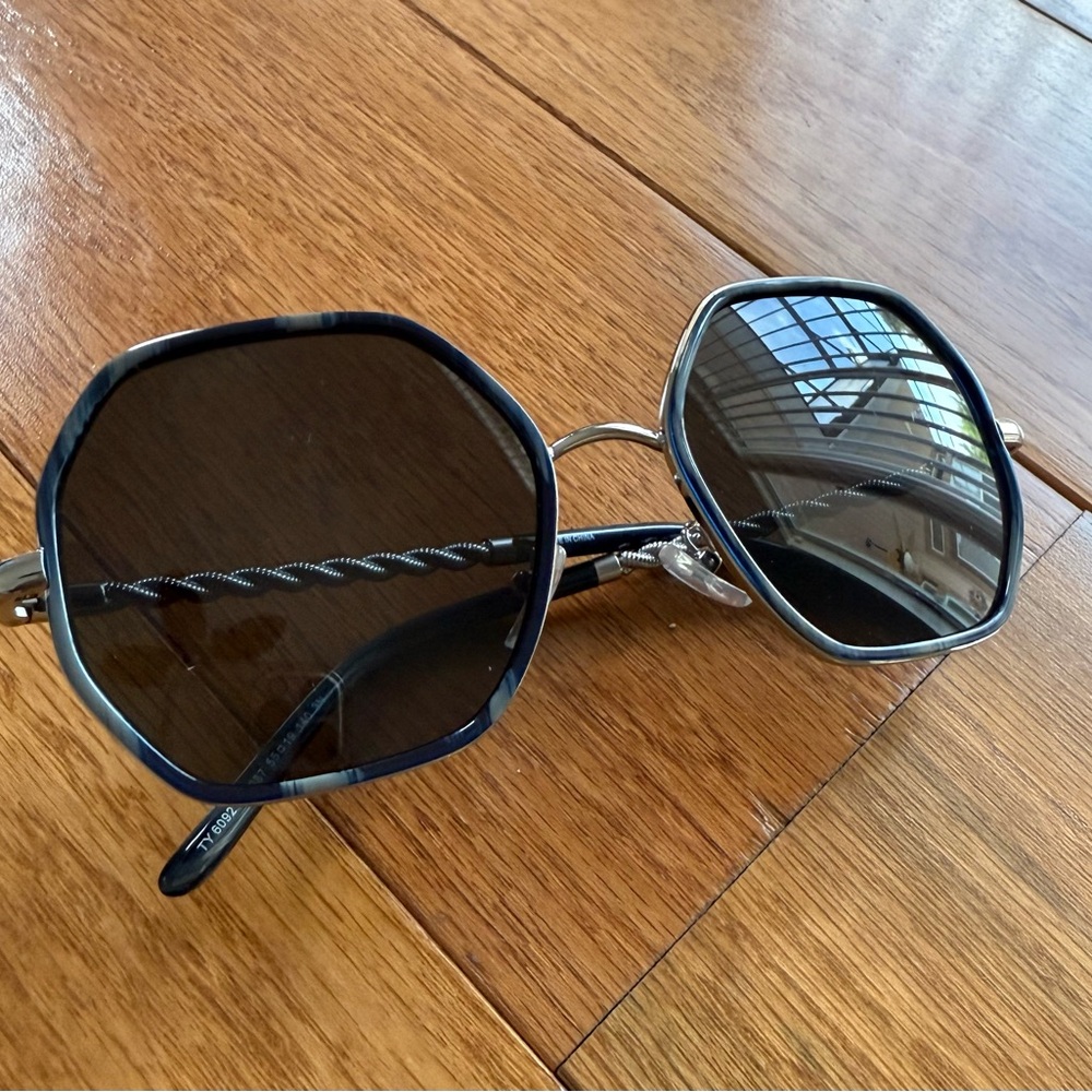 Tory Burch Blue and Silver Sunglasses Modern Accessories